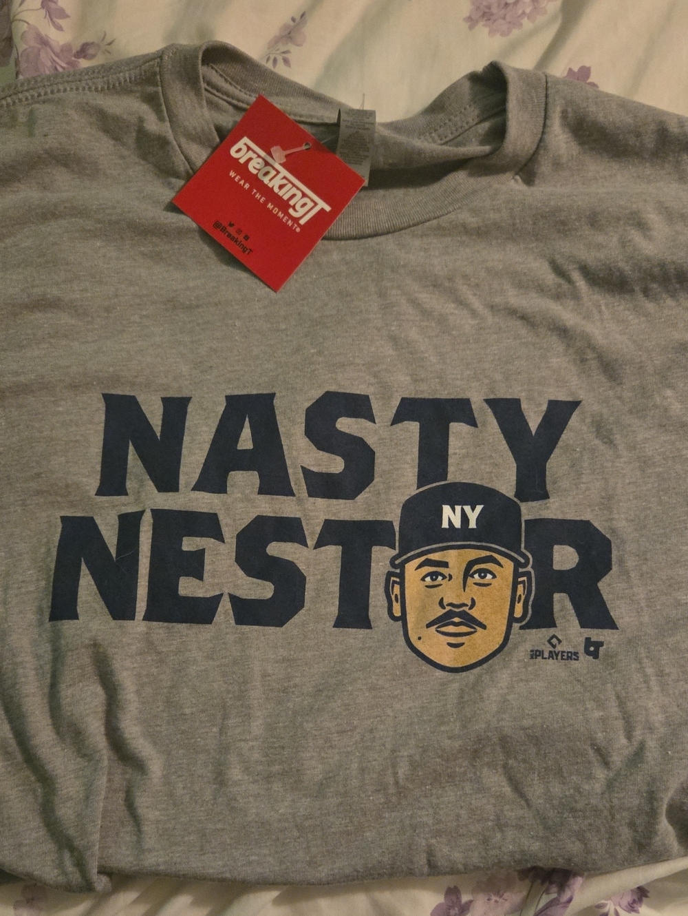 MLB Nasty Nestor Graphic Tee - Gray with Navy and Gold Print